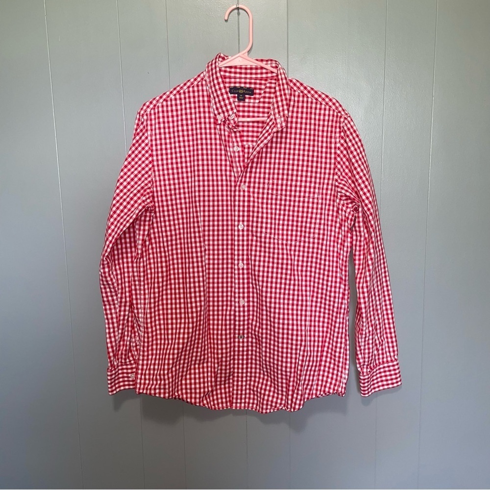 Club Room Red and White Gingham Button Down Shirt Medium